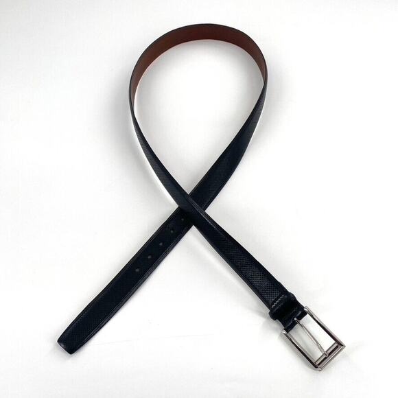 Aniline Kipskin Shoulders Mens Leather Belt Black Textured Size 44 USA 61300